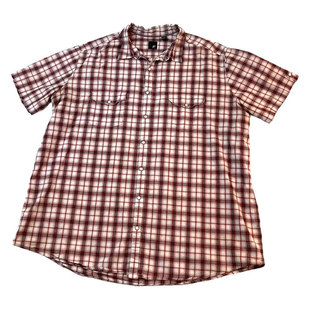 JF J.Ferrar Pearl Snap Plaid Short Sleeve Shirt Mens Size 2XL Tall